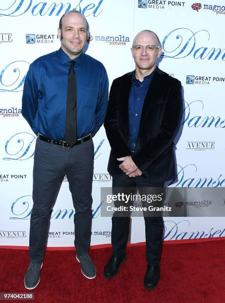 Nathan Zellner, David Zellner arrives at the Magnolia Pictures' "Damsel" Premiere at ArcLight Hollywood on June 13, 2018 in Hollywood, California.