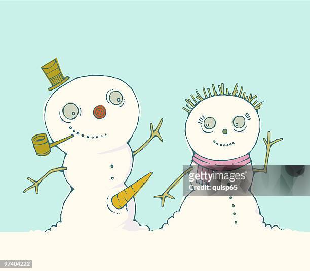 sexy snow people - penis humour stock illustrations