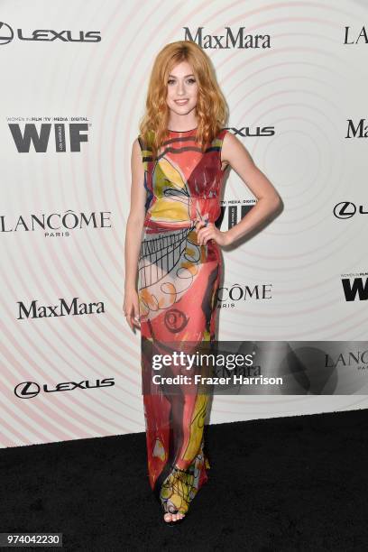 Katherine McNamara attends the Women In Film 2018 Crystal + Lucy Awards presented by Max Mara, Lancôme and Lexus at The Beverly Hilton Hotel on June...