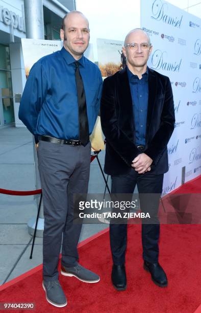 Directors Nathan Zellner and David Zellner arrive at the Magnolia Pictures' 'Damsel' premiere at ArcLight Hollywood, in Hollywood, California on June...