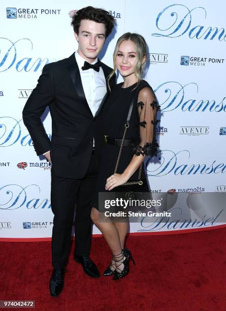 Dylan Summerall;Brec Bassinger arrives at the Magnolia Pictures' "Damsel" Premiere at ArcLight Hollywood on June 13, 2018 in Hollywood, California.