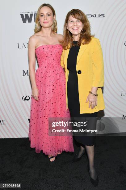 Brie Larson and Dr. Stacy L. Smith attend the Women In Film 2018 Crystal + Lucy Awards presented by Max Mara, Lancôme and Lexus at The Beverly Hilton...