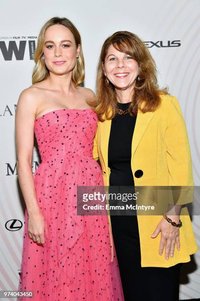 Brie Larson and Dr. Stacy L. Smith attend the Women In Film 2018 Crystal + Lucy Awards presented by Max Mara, Lancôme and Lexus at The Beverly Hilton...