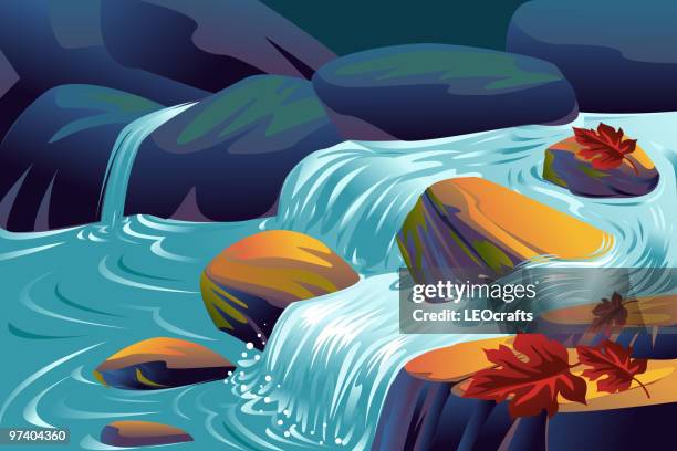 stockillustraties, clipart, cartoons en iconen met beautiful autumn background - waterval
