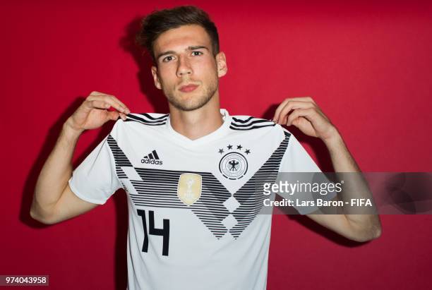Leon Goretzka of Germany poses for a portrait during the official FIFA World Cup 2018 portrait session on June 13, 2018 in Moscow, Russia.