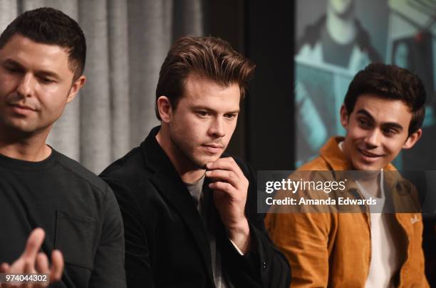 Producer Dan Lagana and actors Jimmy Tatro and Tyler Alvarez attend the SAG-AFTRA Foundation Conversations screening of "American Vandal" at the...