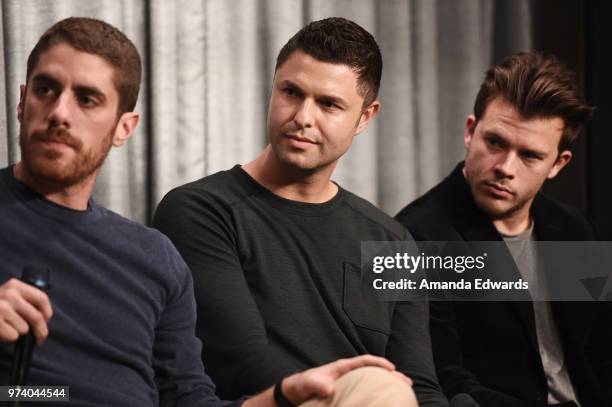 Director Tony Yacenda, producer Dan Lagana and actor Jimmy Tatro attend the SAG-AFTRA Foundation Conversations screening of "American Vandal" at the...