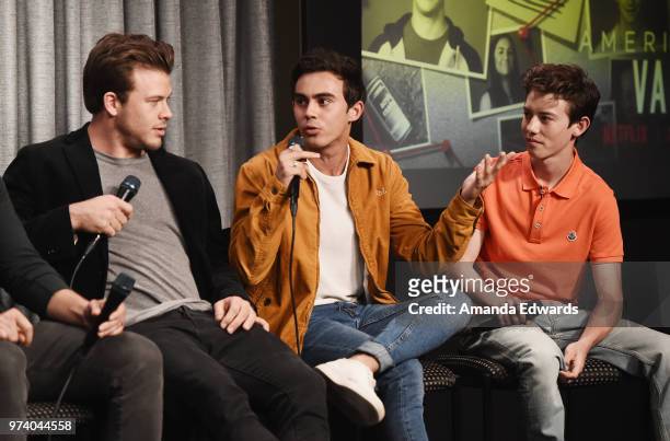 Actors Jimmy Tatro, Tyler Alvarez and Griffin Gluck attend the SAG-AFTRA Foundation Conversations screening of "American Vandal" at the SAG-AFTRA...