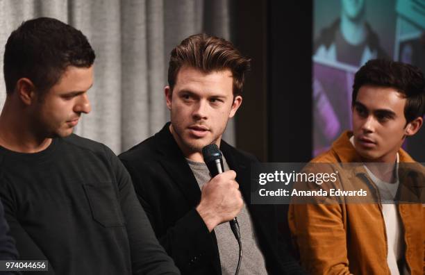 Producer Dan Lagana and actors Jimmy Tatro and Tyler Alvarez attend the SAG-AFTRA Foundation Conversations screening of "American Vandal" at the...