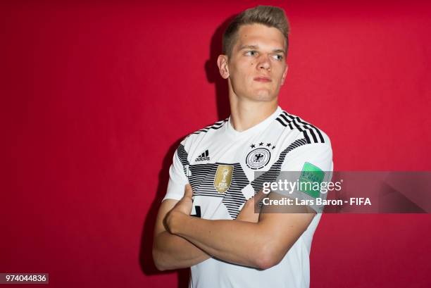 Mattias Ginter of Germany poses for a portrait during the official FIFA World Cup 2018 portrait session on June 13, 2018 in Moscow, Russia.