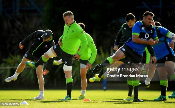 Melbourne , Australia - 14 June 2018; Dan Leavy and Niall Scannell, right, during Ireland rugby squad training at St Kevin's College in Melbourne,...