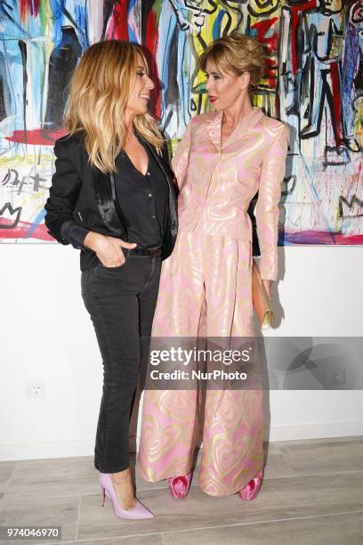 Marta Sánchez and Agatha Ruiz de la Prada during the inauguration of the exhibition SMILE by Domingo Zapata and Alejandro Sanz in Madrid, Spain, 13...