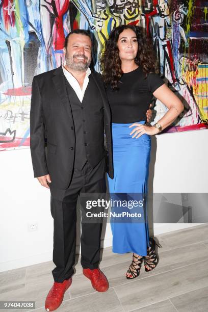 Vicky Martín Berrocal and Domingo Zapata during the inauguration of the exhibition SMILE by Domingo Zapata and Alejandro Sanz in Madrid, Spain, 13...