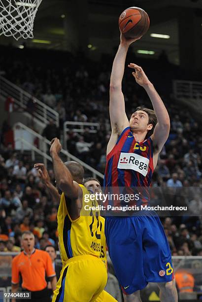 Erazem Lorbek, #25 of Regal FC Barcelona in action during the Euroleague Basketball 2009-2010 Last 16 Game 5 between Maroussi BC vs Regal FC...