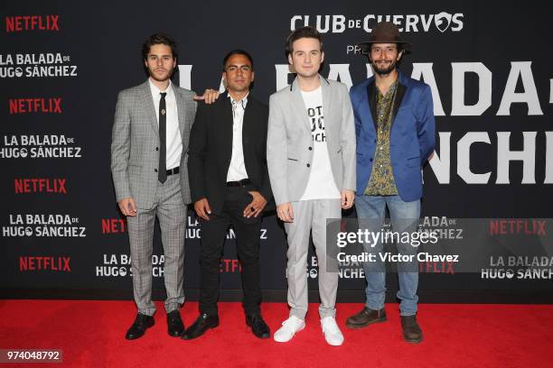 Memo Dorantes, Jesus Zavala and Raul Briones attend Netflix "La Balada de Hugo Sanchez" special screening at Alboa Patriotismo on June 13, 2018 in...