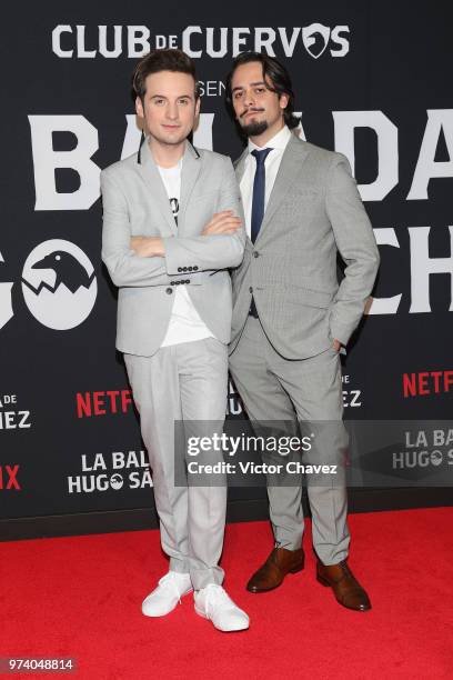 Jesus Zavala and Aldo Escalante attend Netflix "La Balada de Hugo Sanchez" special screening at Alboa Patriotismo on June 13, 2018 in Mexico City,...