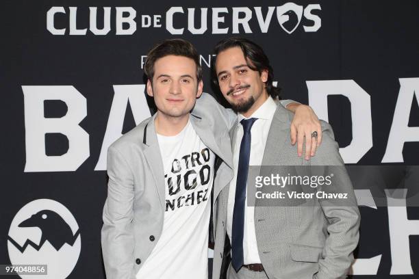Jesus Zavala and Aldo Escalante attend Netflix "La Balada de Hugo Sanchez" special screening at Alboa Patriotismo on June 13, 2018 in Mexico City,...