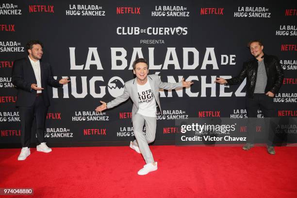 Mark Alazraki, Jesus Zavala and Gas Alazraki attend Netflix "La Balada de Hugo Sanchez" special screening at Alboa Patriotismo on June 13, 2018 in...