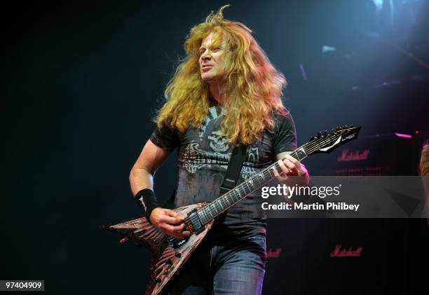 Dave Mustaine of Megadeth performs on stage in concert at the Festival Hall on October 9, 2009 in Melbourne, Australia.