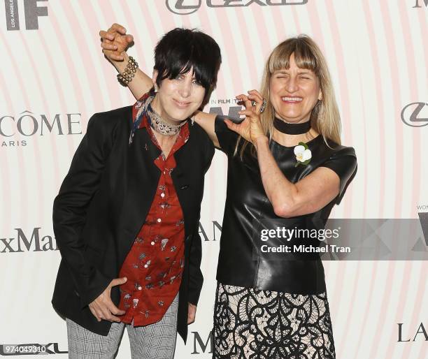Diane Warren and Catherine Hardwickes attend the Women In Film 2018 Crystal + Lucy Awards held at The Beverly Hilton Hotel on June 13, 2018 in...