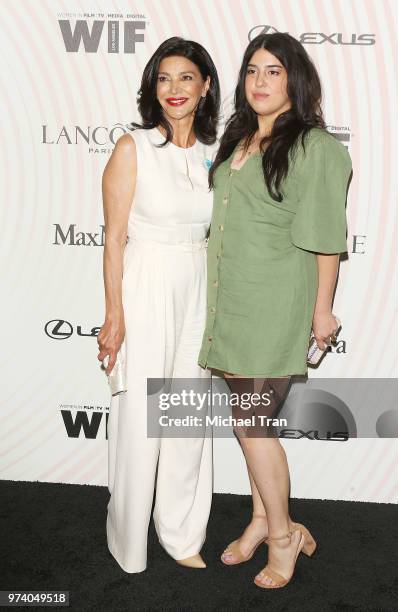 Shohreh Aghdashloo and her daughter, Tara Touzie attend the Women In Film 2018 Crystal + Lucy Awards held at The Beverly Hilton Hotel on June 13,...