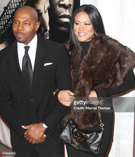 Antoine Fuqua and Lela Rochon attend the premiere of "Brooklyn Finest" at the AMC Loews Lincoln Square Theatre on March 2, 2010 in New York, New York.