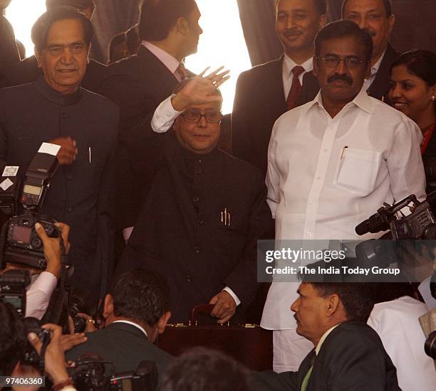 Finance Minister Pranab Mukherjee heads towards Parliament to table the Union Budget on Friday, 26 February, 2010.