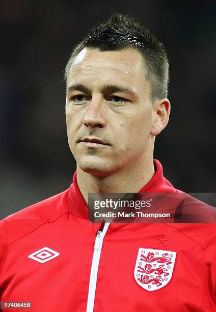 John Terry of England looks on prior to the International Friendly match between England and Egypt at Wembley Stadium on March 3, 2010 in London,...