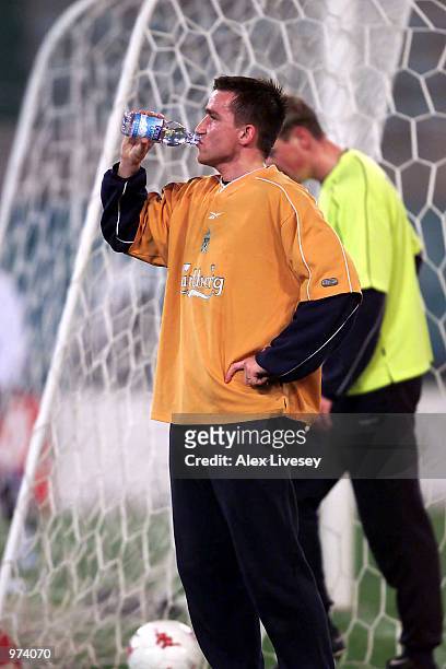 Vladimer Smicer of Liverpool during a training session ahead of the UEFA Cup match between Roma and Liverpool at the Olympic Stadium in Rome, Italy....