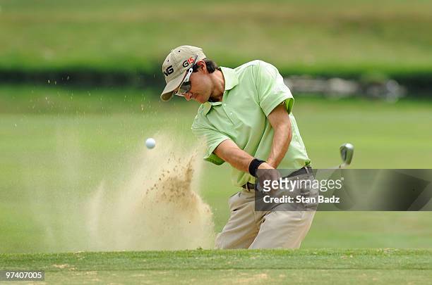 Camilo Benedetti hits on the 10th green during practice for the Pacific Rubiales Bogota Open Presented by Samsung at Country Club de Bogota on March...
