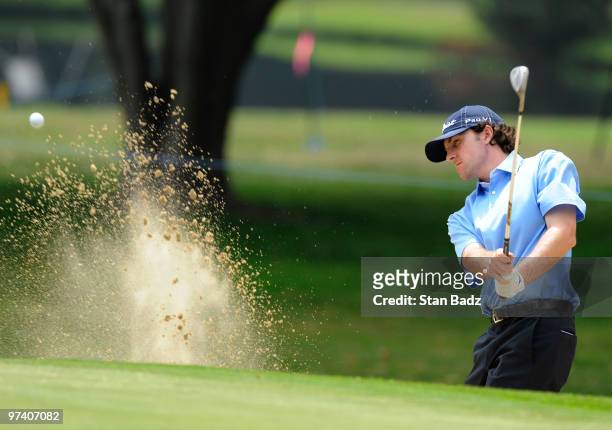 Adam Meyer hits on the 10th green during practice for the Pacific Rubiales Bogota Open Presented by Samsung at Country Club de Bogota on March 3,...