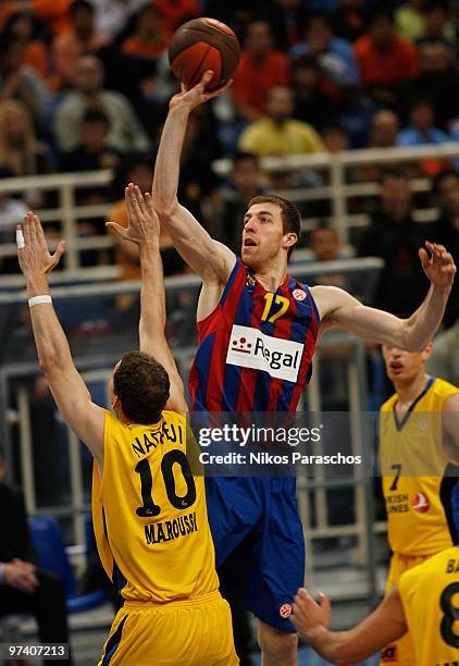 Fran Vazquez, #17 of Regal FC Barcelona in action during the Euroleague Basketball 2009-2010 Last 16 Game 5 between Maroussi BC vs Regal FC Barcelona...