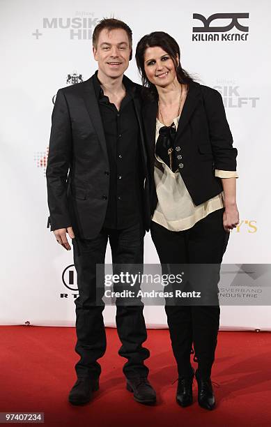 Comedian Michael Mittermeier and his wife, singer Gudrun Mittermeier attend the 'Musik Hilft' charity dinner at Grill Royal on March 3, 2010 in...