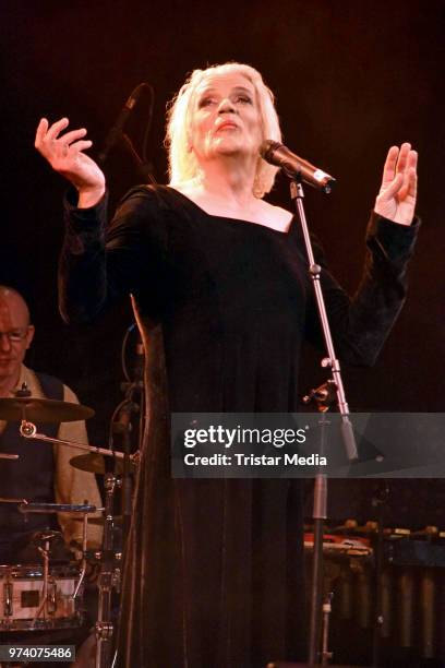 Cora Frost and Georgette Dee perform during the premiere of 'Dee Frost Welt - Lieder' at Tipi am Kanzleramt on June 13, 2018 in Berlin, Germany.