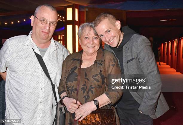 Andreas Heller, Karin Baal and Tim Fischer attend the premiere of 'Dee Frost Welt - Lieder' at Tipi am Kanzleramt on June 13, 2018 in Berlin, Germany.