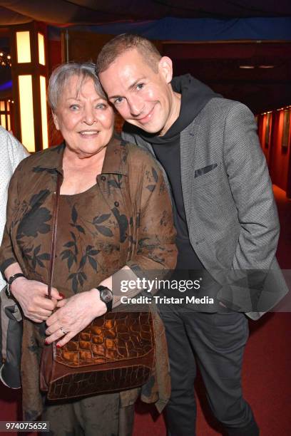 Karin Baal and Tim Fischer attend the premiere of 'Dee Frost Welt - Lieder' at Tipi am Kanzleramt on June 13, 2018 in Berlin, Germany.