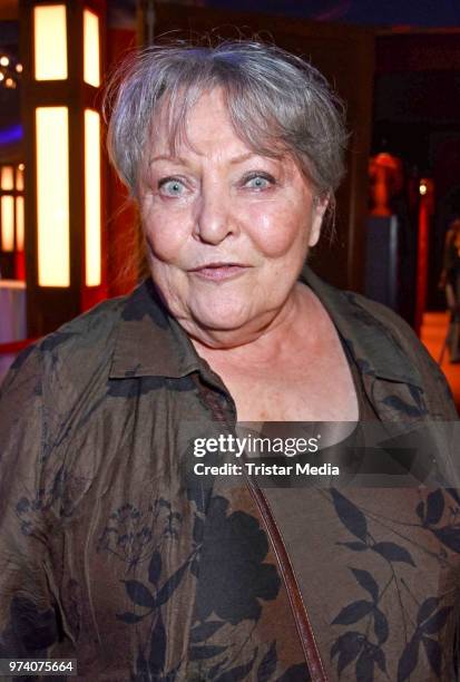 Karin Baal attends the premiere of 'Dee Frost Welt - Lieder' at Tipi am Kanzleramt on June 13, 2018 in Berlin, Germany.