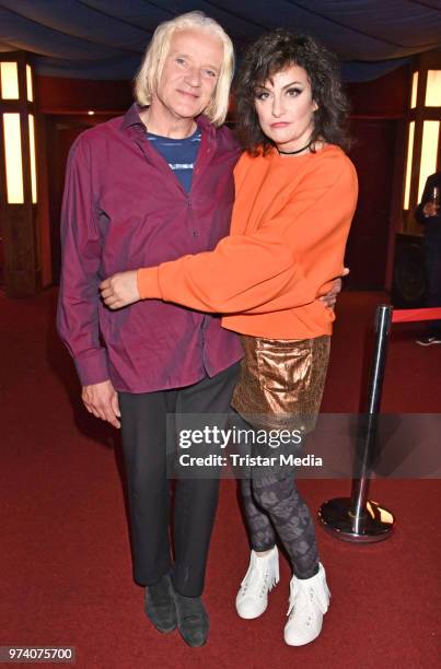 Georgette Dee and Cora Frost attend the premiere of 'Dee Frost Welt - Lieder' at Tipi am Kanzleramt on June 13, 2018 in Berlin, Germany.