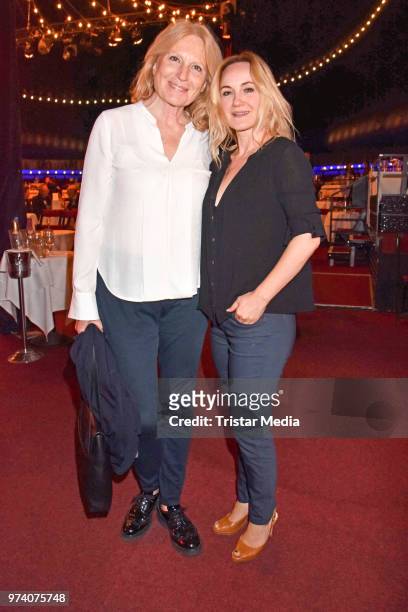 Maren Kroymann and Katharine Mehrling attend the premiere of 'Dee Frost Welt - Lieder' at Tipi am Kanzleramt on June 13, 2018 in Berlin, Germany.