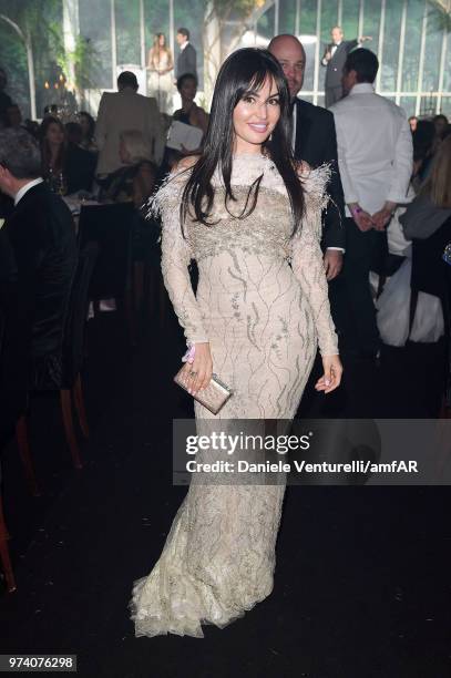 Emily Kazandjian attends the amfAR Gala Cannes 2018 dinner at Hotel du Cap-Eden-Roc on May 17, 2018 in Cap d'Antibes, France.
