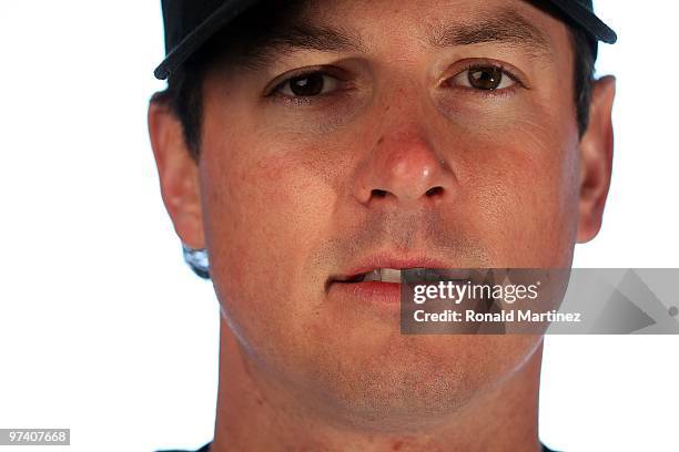 Brad Hawpe of the Colorado Rockies poses for a photo during Spring Training Media Photo Day at Hi Corbett Field on February 28, 2010 in Tucson,...