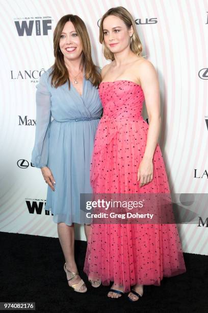 Executive Director of Women In Film, Los Angeles Kirsten Schaffer, wearing Max Mara, and Brie Larson attend Women In Film 2018 Crystal + Lucy Award...