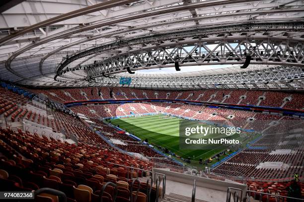 General view inside the stadium during a Russia training session ahead of the 2018 FIFA World Cup opening match against Saudia Arabia at Luzhniki...