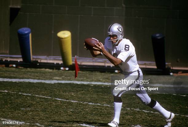 Punter Ray Guy of the Oakland Raiders in action punting circa mid 1970's during an NFL football game. Guy played for the Raiders/ from 1973-86.