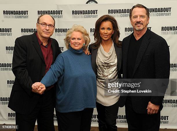 Director James Lapine, actress Barbara Cook, actress Vanessa Williams, and actor Tom Wopat attend the meet and greet for Broadway's "Sondheim on...
