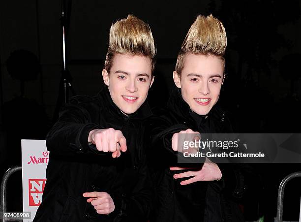 Jedward arrive at the Children's Champions 2010 Awards at the Grosvenor House Hotel, on March 3, 2010 in London, England.