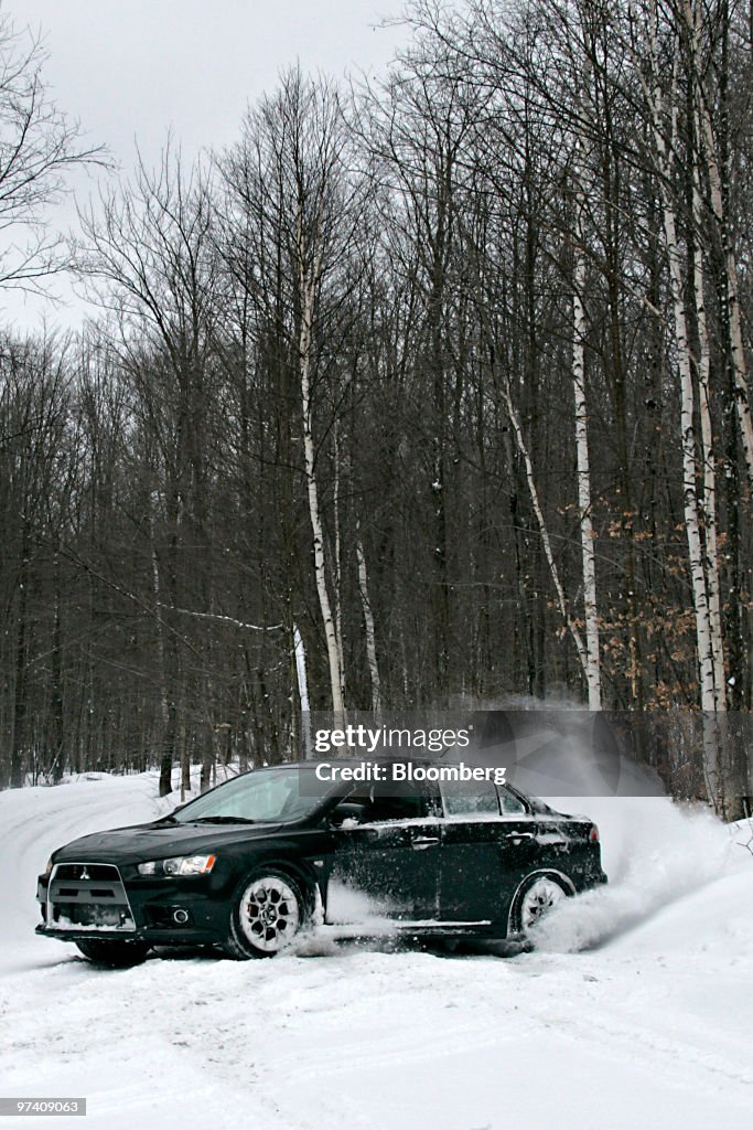 One Life Rally Snow Mitsubishi Lancer Evolution MR is driven on a snowy track at Team ...