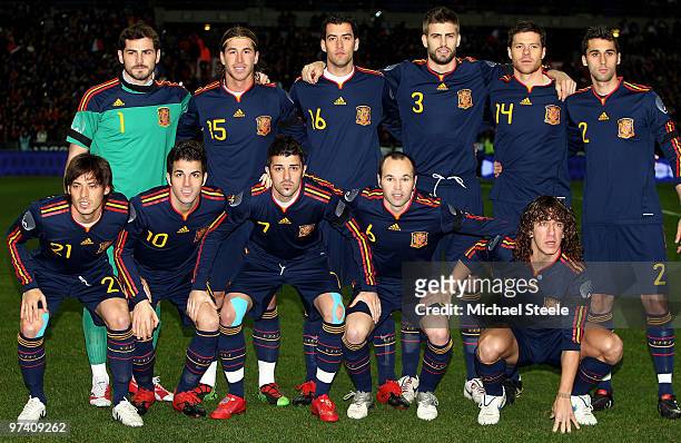 Spain players pose for a team photo before the France v Spain International Friendly match at the Stade de France on March 3, 2010 in Paris, France.