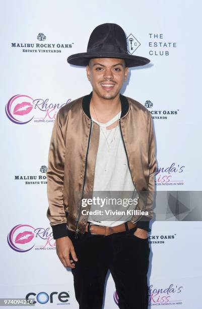 Evan Ross attends Rhonda's Kiss "Kiss The Stars" Cancer Fundraising Dinner at The Estate Club's Sky Castle Estate on June 13, 2018 in Los Angeles,...