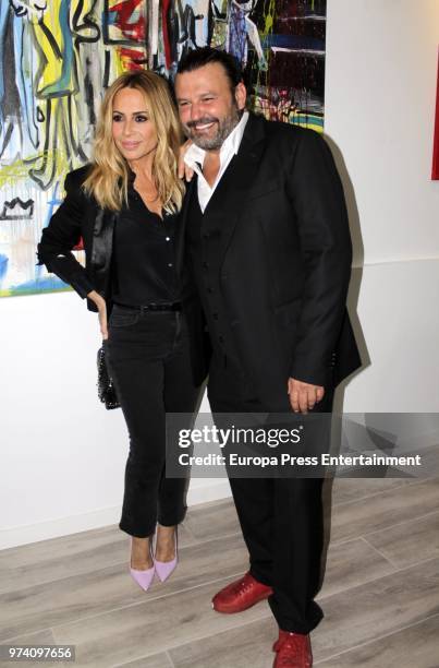 Marta Sanchez and Domingo Zapata during the inauguration of the exhibition SMILE by Domingo Zapata and Alejandro Sanz on June 13, 2018 in Madrid,...